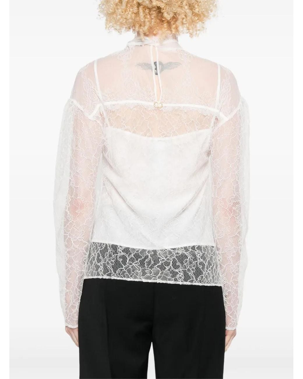 Twinset White Lace Ruffled Blouse