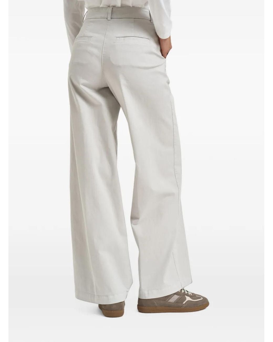 Peserico Gray Wide-Leg High-Waist Trousers