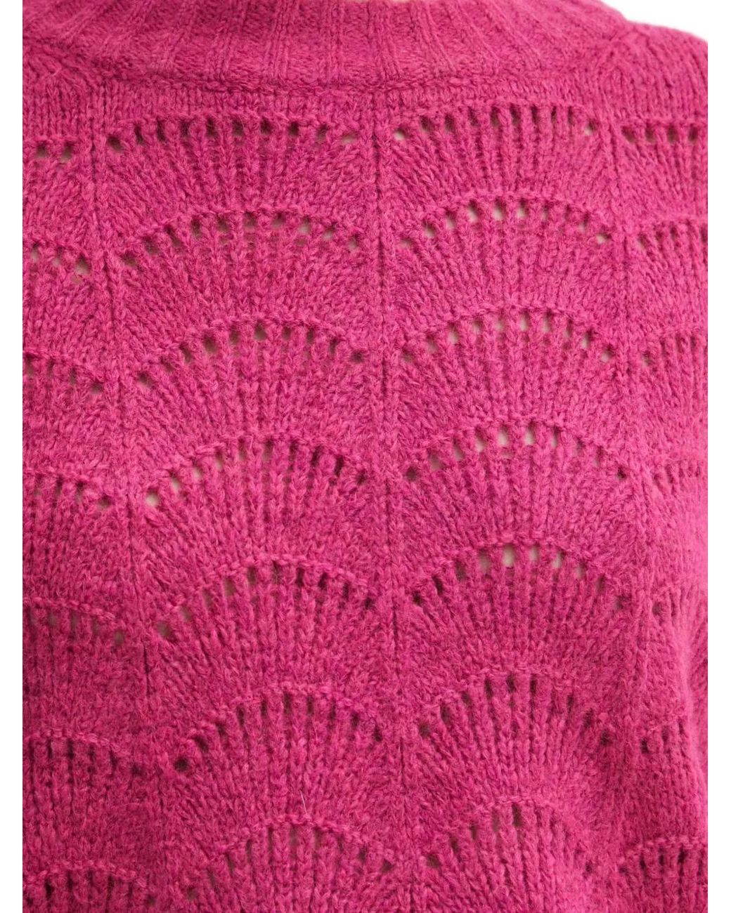 Morgan Pink Mdamon Pointelle-Knit Scalloped Sweater