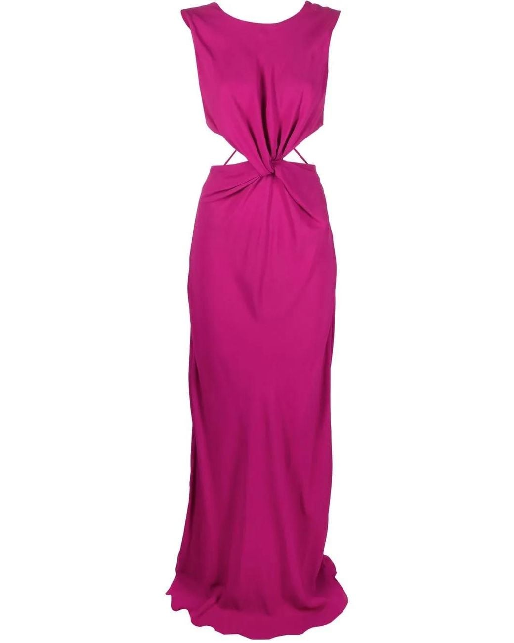 Alberta Ferretti Pink Cut-Out Gathered Gown