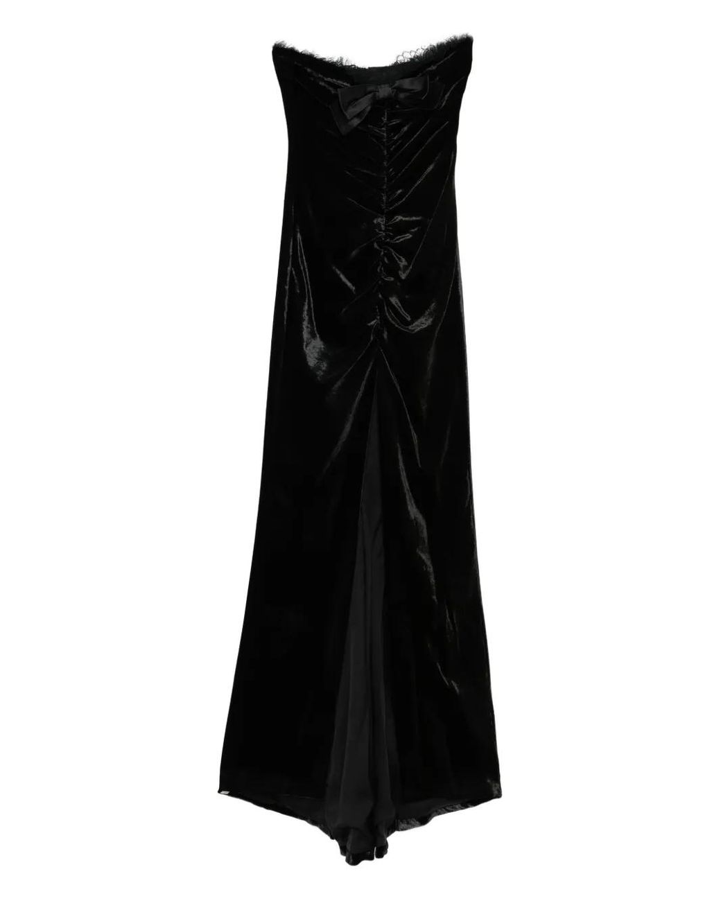 Alessandra Rich Black Bow-Detail Velvet Gown