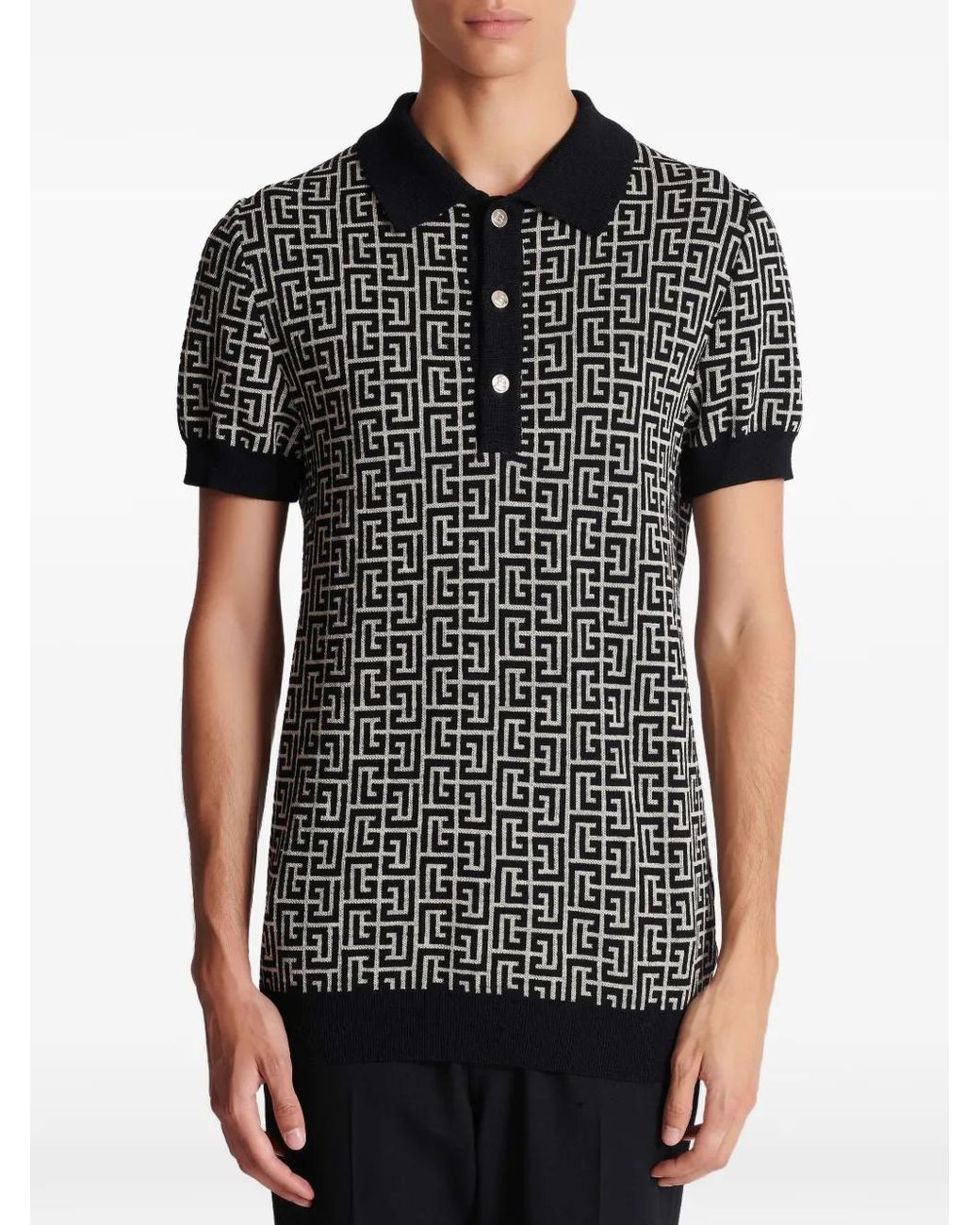 Balmain Black Polo With Monogram, ' for men