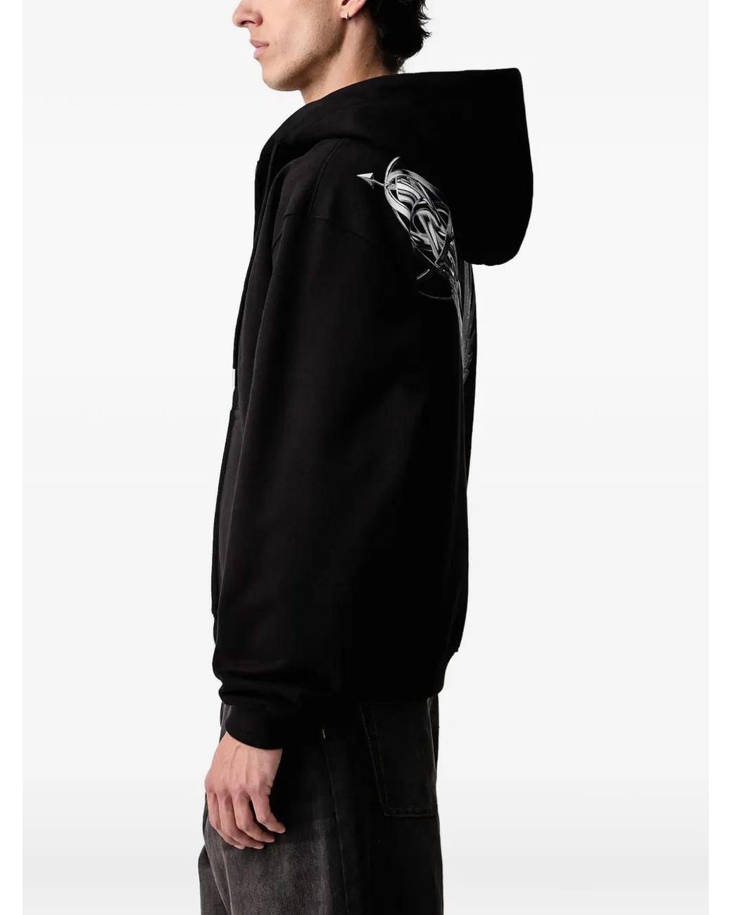 Filling Pieces Black Trophy Graphic-Print Zip-Up Hoodie for men