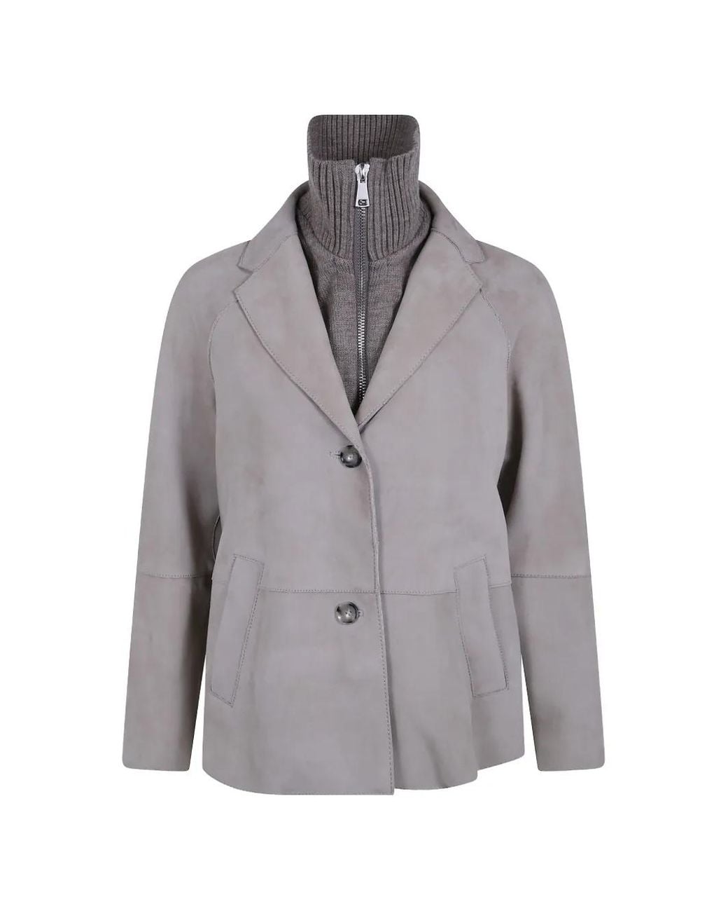 The Jackie Leathers Gray Suede Layered Jacket