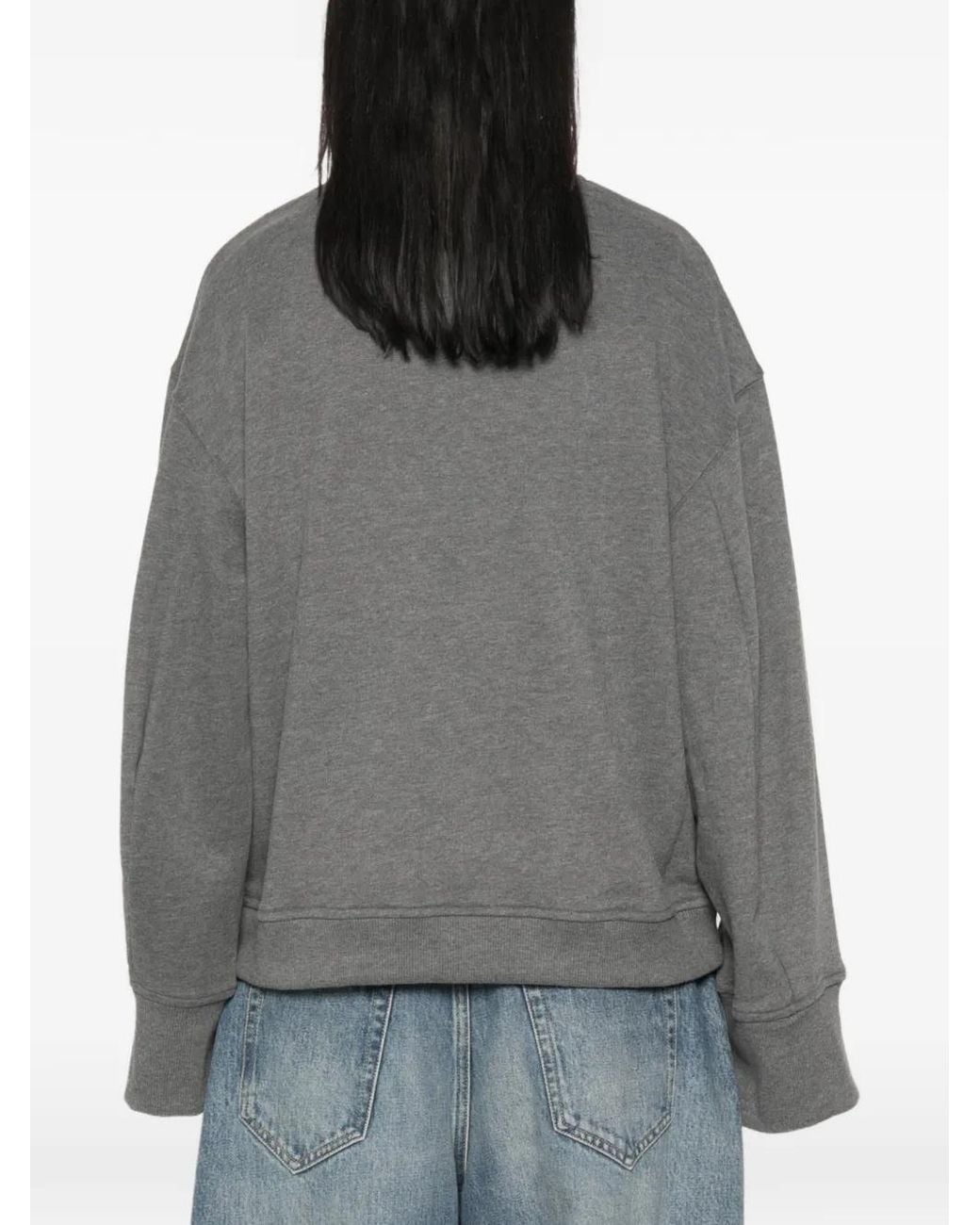 Frankie Shop Gray Talia Crew-Neck Long-Sleeve Sweater