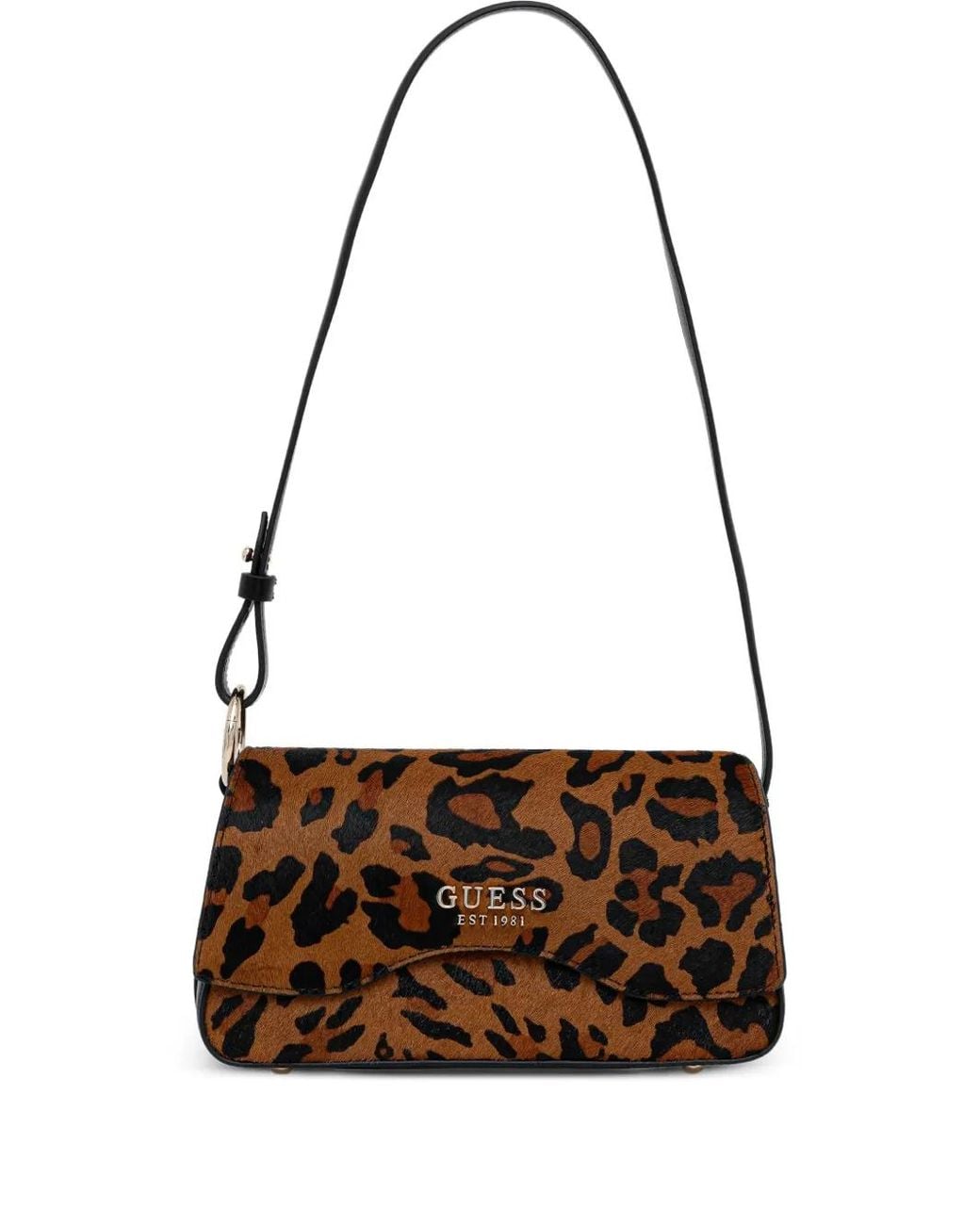 Guess Brown Domitilla Leopard-Print Shoulder Bag
