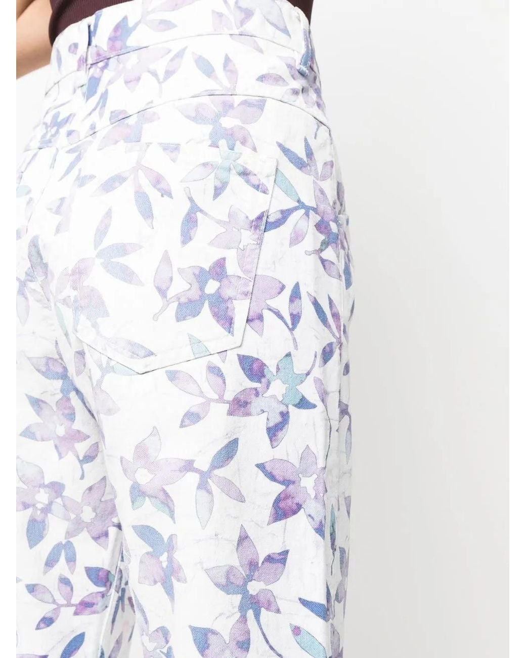Isabel Marant Blue Floral-print Straight-leg Trousers