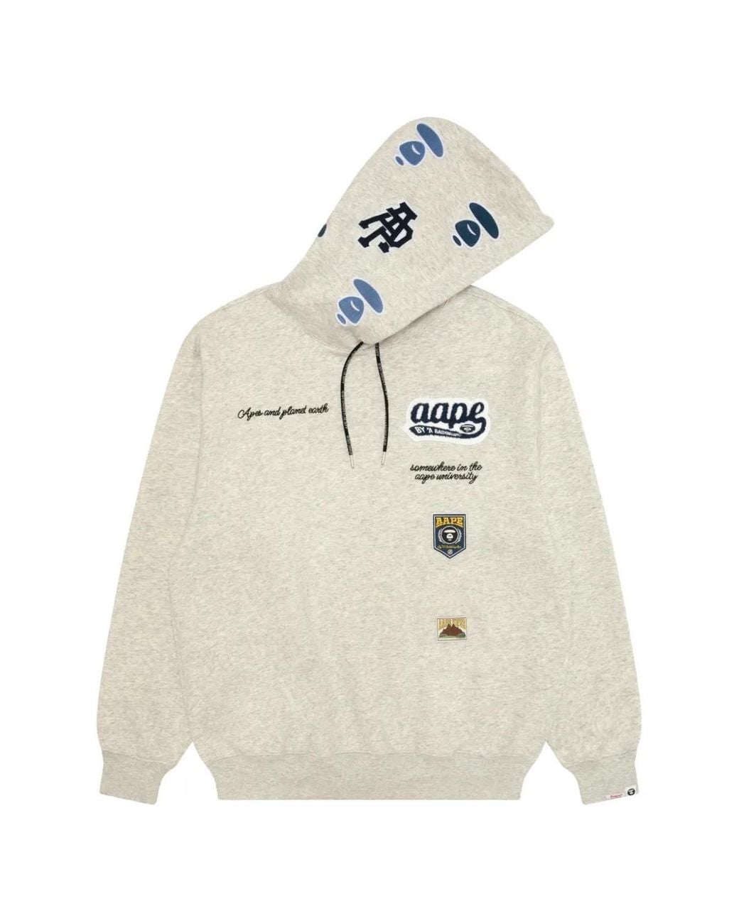 Aape By A Bathing Ape White Aapeunvs Logo-Patch Drawstring Hoodie for men