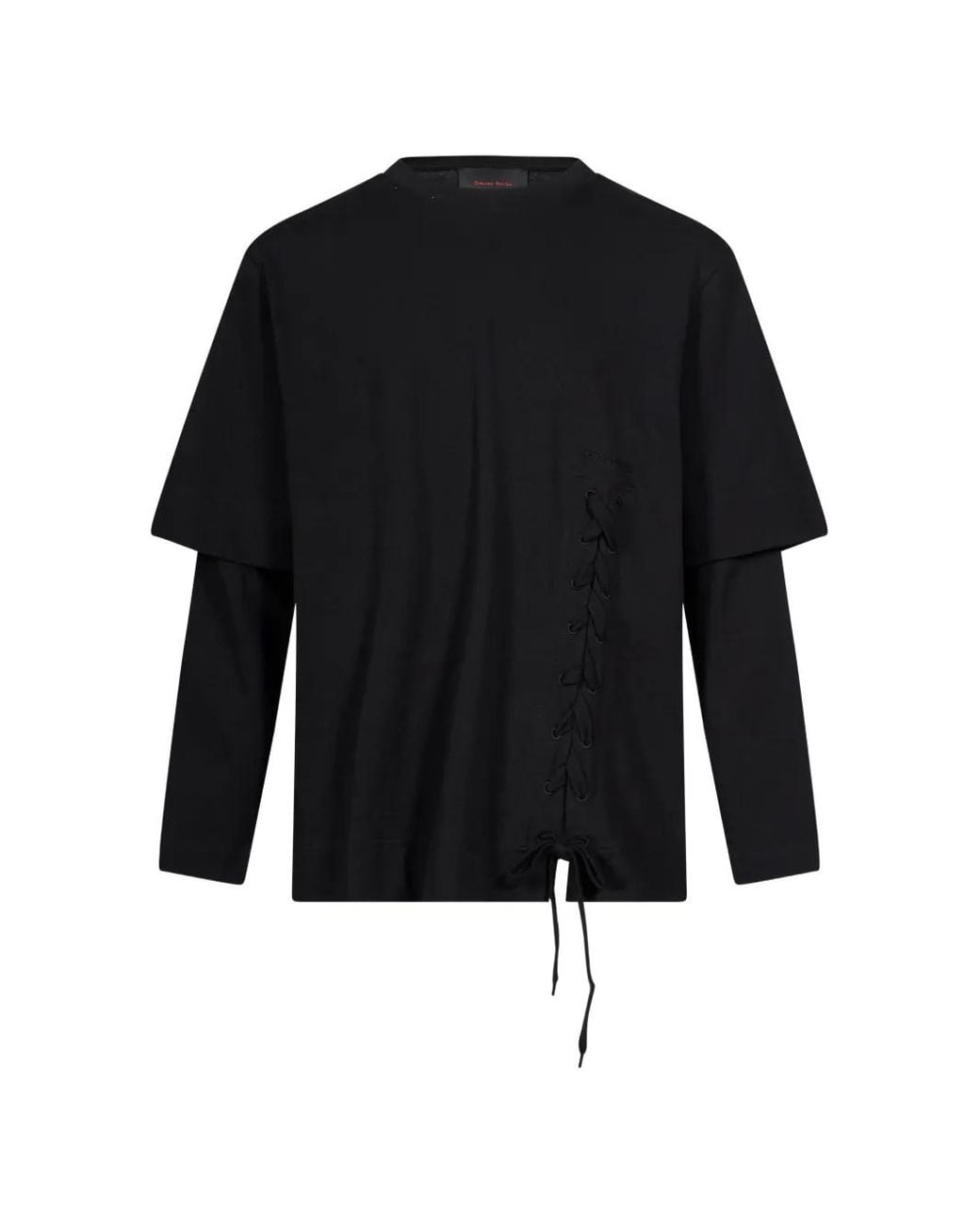 Simone Rocha Black Lace-Up Layered T-Shirt for men