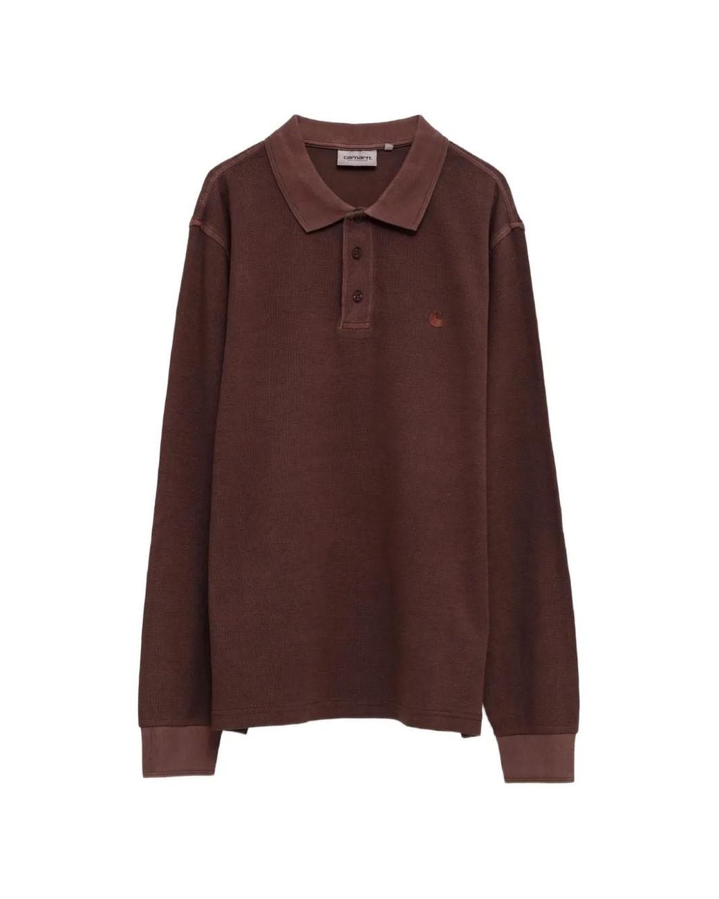Carhartt Brown L/Waffle-Knit Rugby Polo Shirt for men