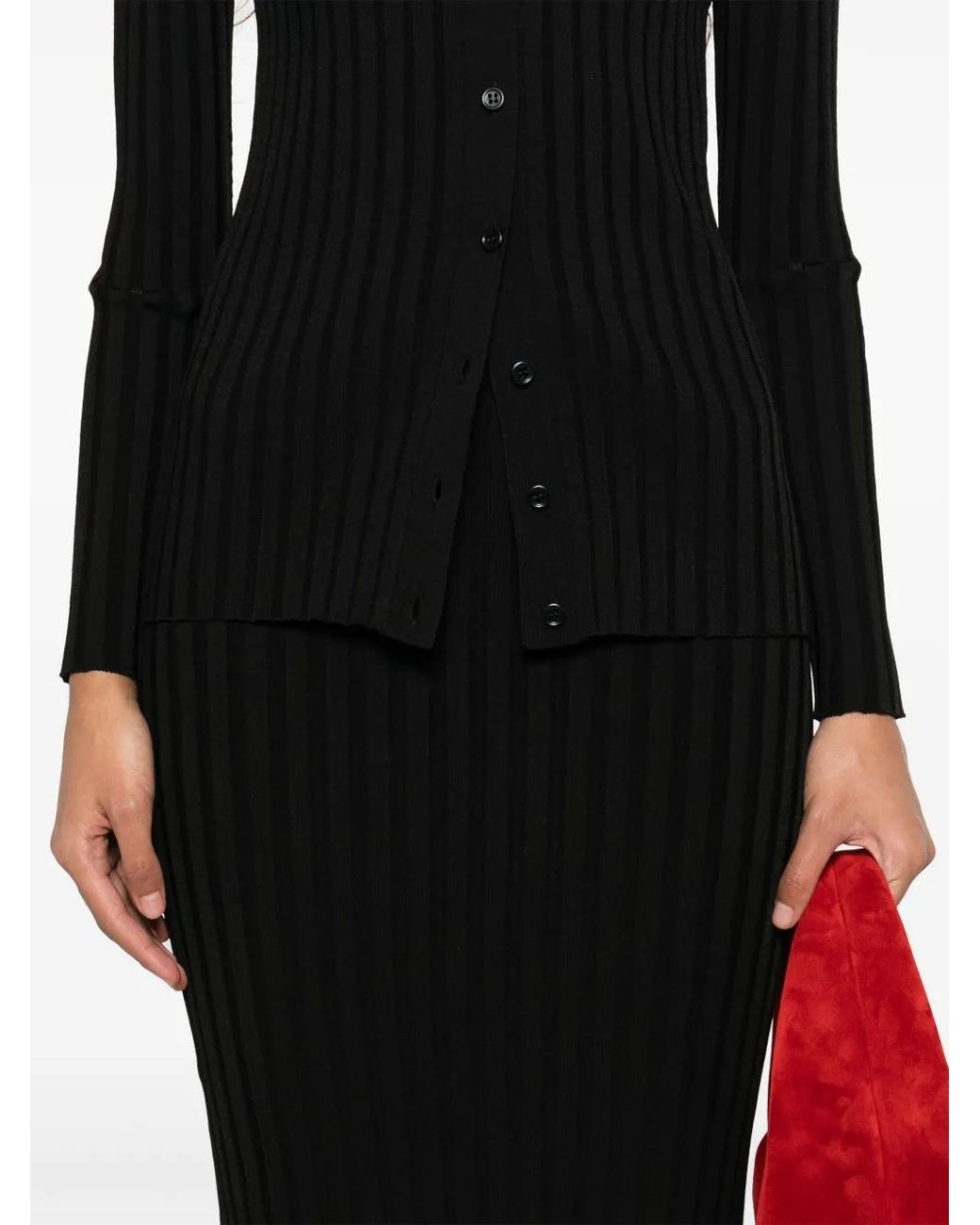 Fabiana Filippi Black Ribbed-Knit Skirt