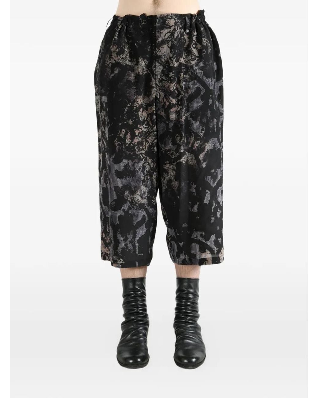 Yohji Yamamoto Gray Patterned Trousers for men