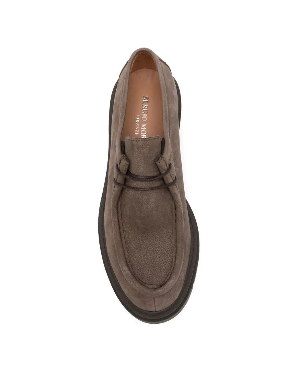 SERGIO MORETTI FIRENZE Brown Lace-Up Ridged-Sole Loafers
