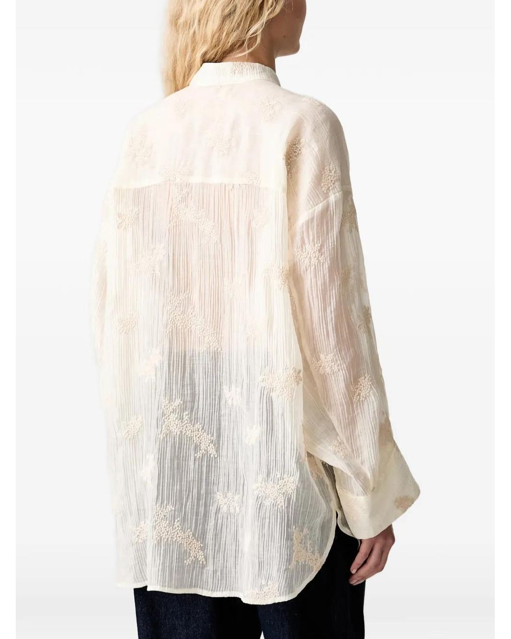 Munthe Natural Embroidered Sheer Shirt