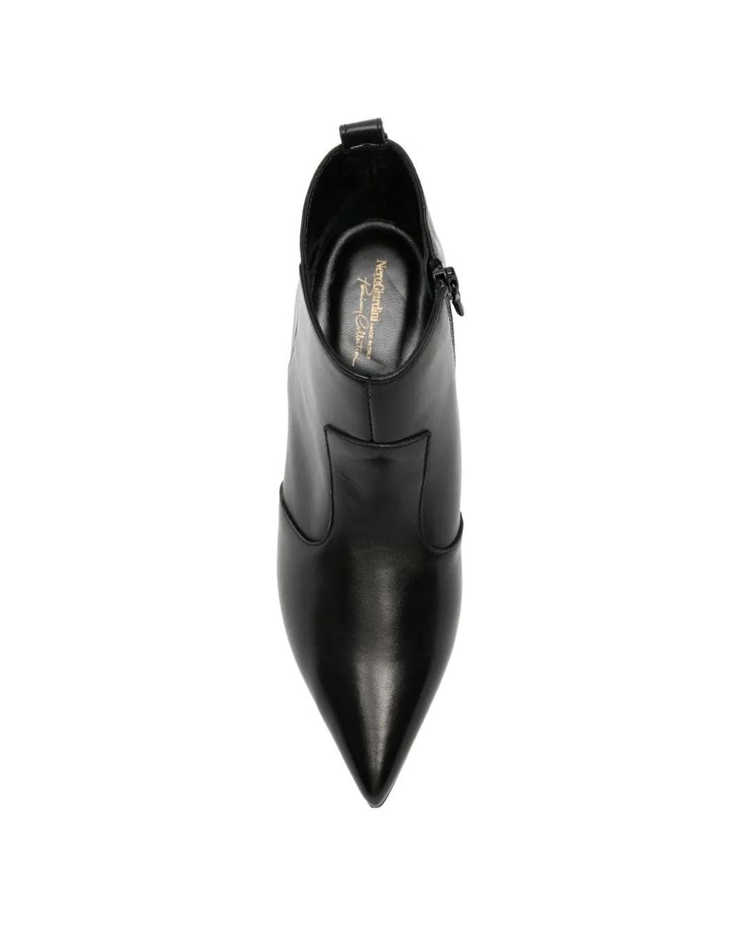 Nero Giardini Black Pointed-Toe Leather Ankle Boots