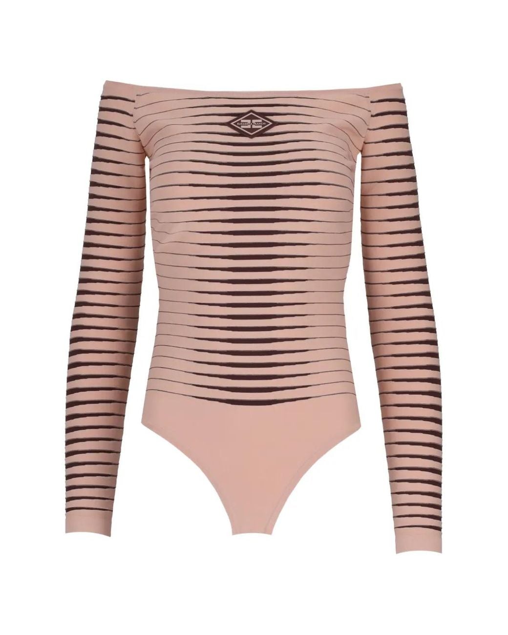 Elisabetta Franchi Red Knit Bodysuit With Jacquard Zebra