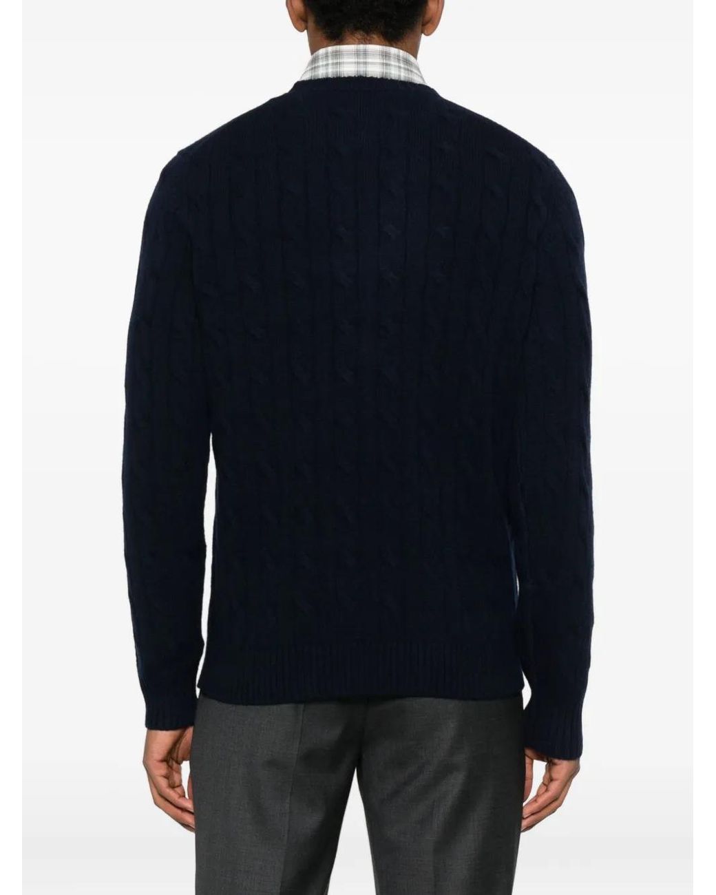 Mc2 Saint Barth Blue Braid Wool Sweater for men