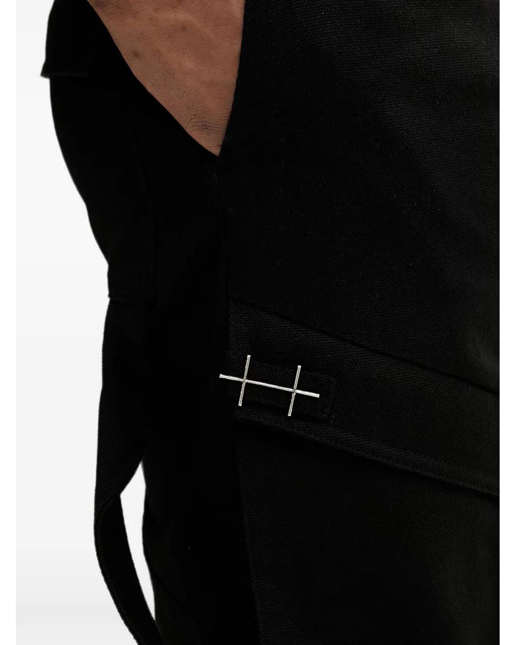 HELIOT EMIL Black Multi-Pocket Wide-Leg Cargo Pants for men