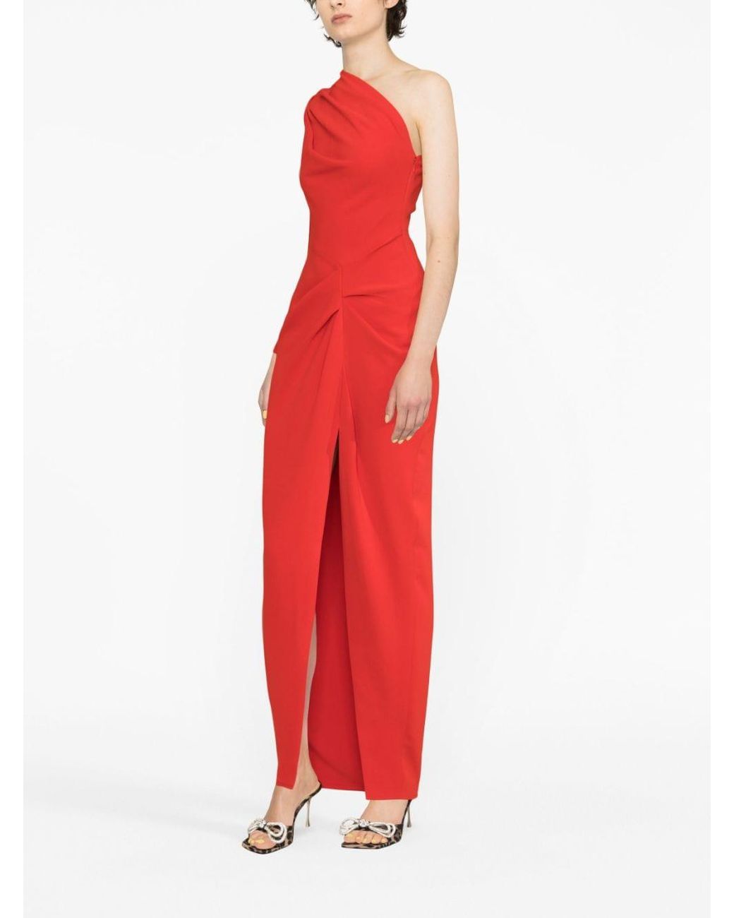 Solace London Lily One-shoulder Maxi Dress in Red | Lyst