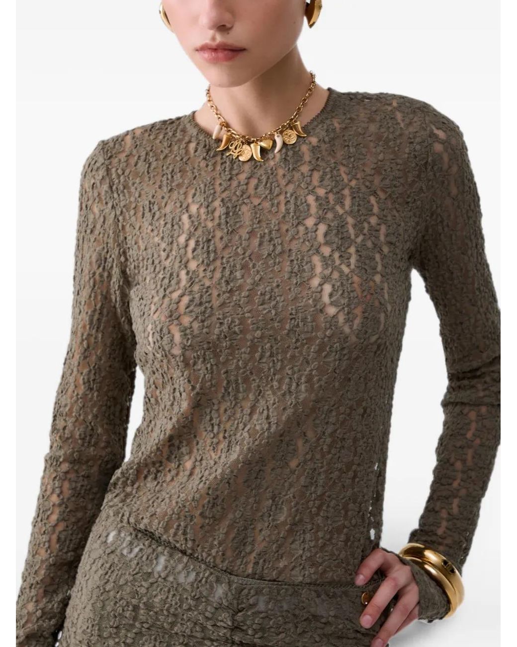Liu Jo Brown Haut Stretch En Dentelle