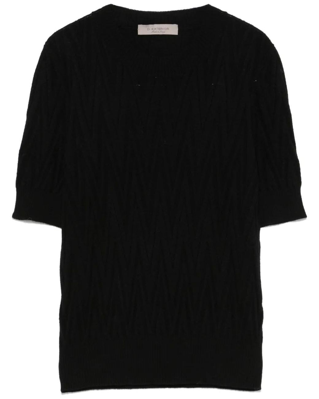 D.exterior Black Chevron-Knit Sweater