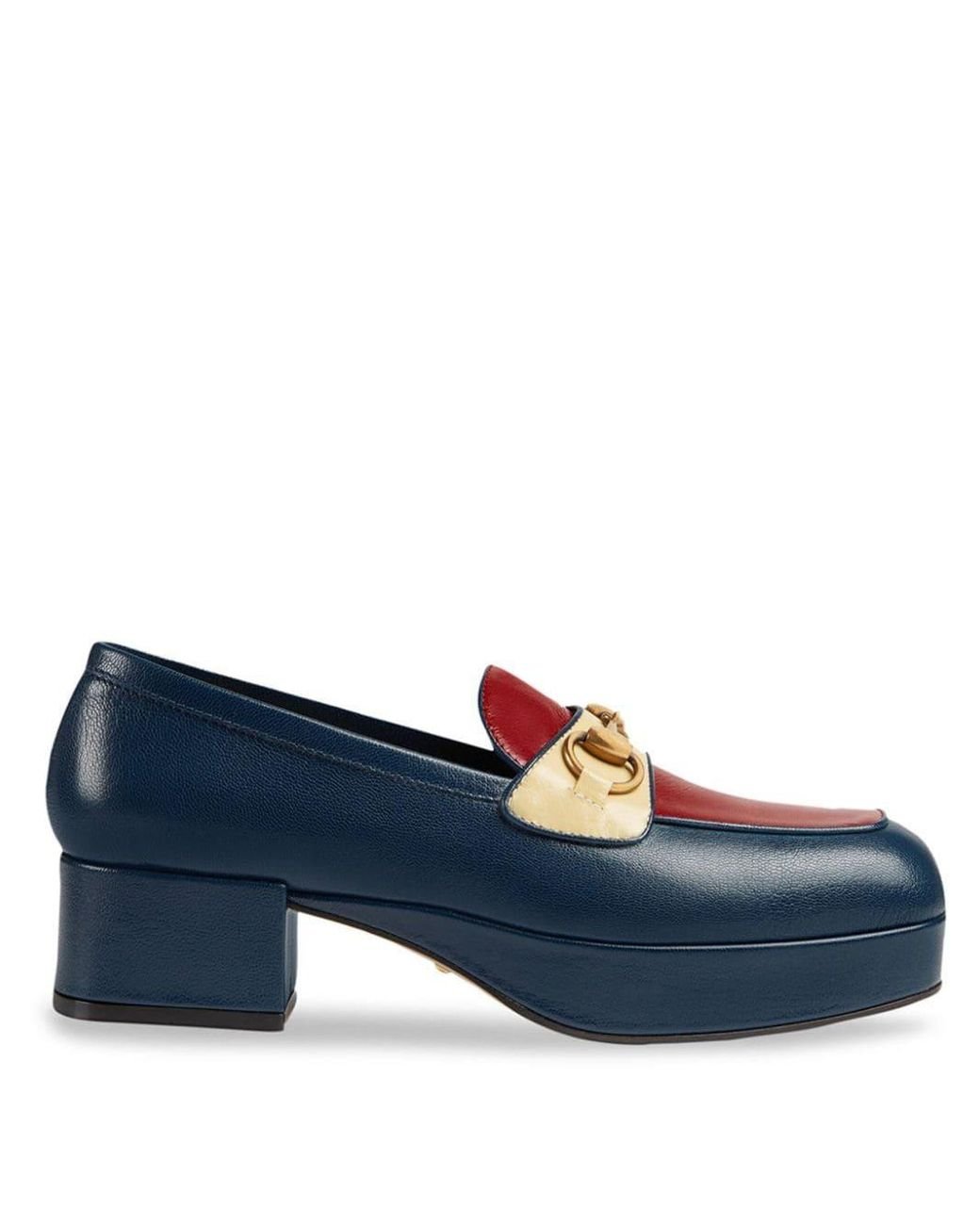 Gucci Horsebit Platform Loafers in Blue | Lyst