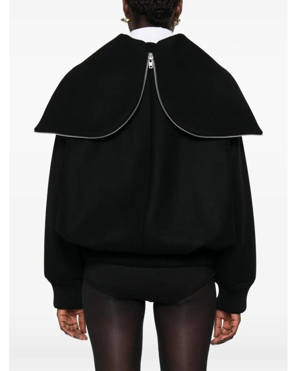 Simone Rocha Black Crystal-Embellished Sailor-Collar Jacket
