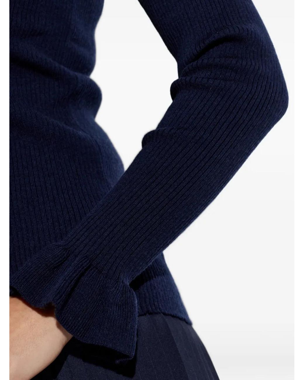 MICHAEL Michael Kors Blue Ruffled V-Neck Sweater