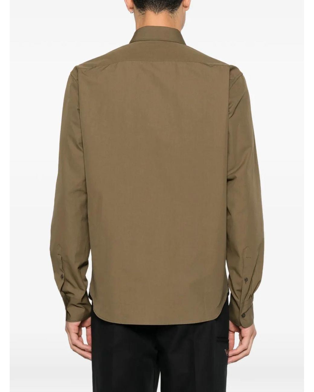 Prada Natural Logo-Patch Chest-Pocket Shirt for men