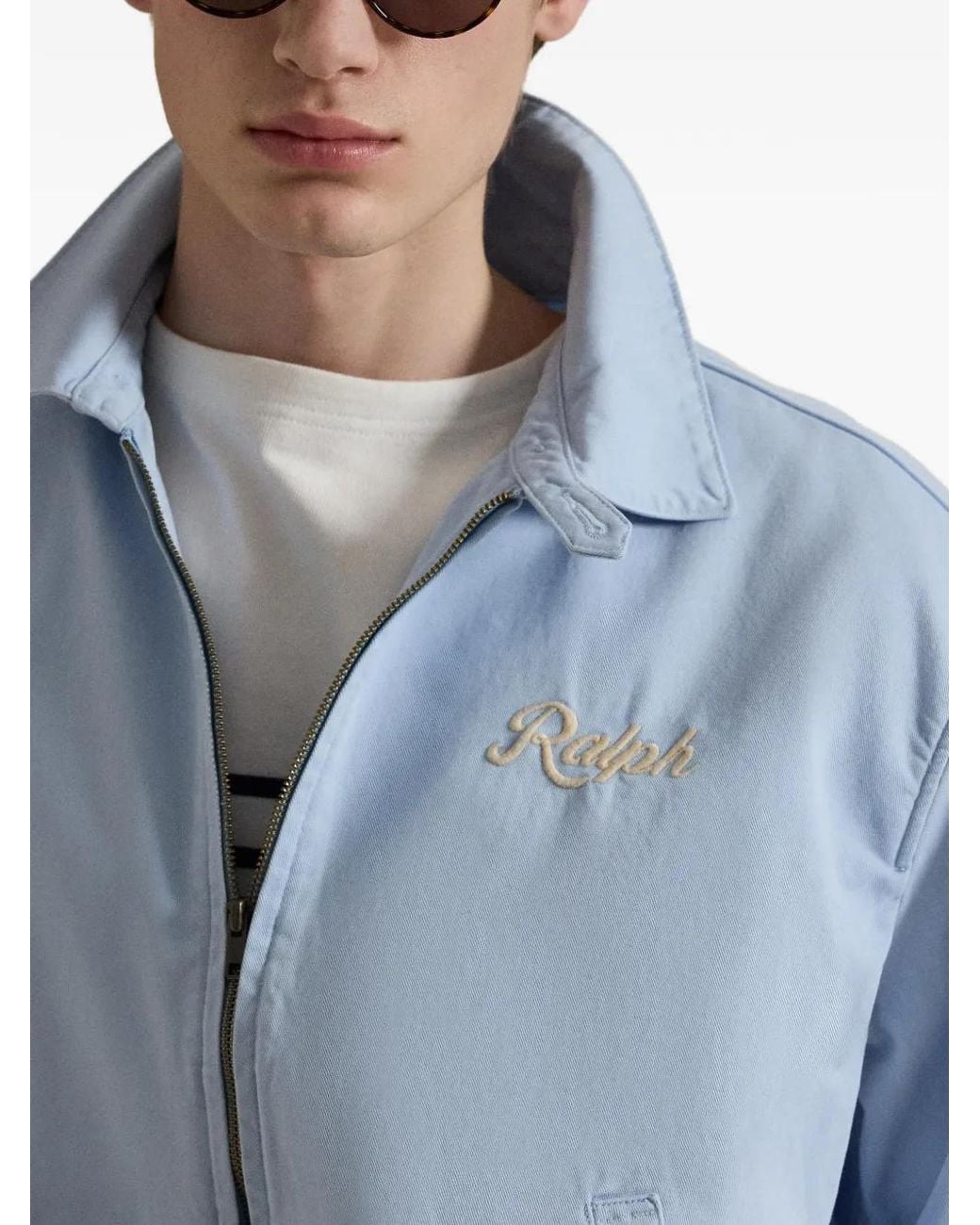 Polo Ralph Lauren Blue Zipped Embroidered-Detail Jacket for men