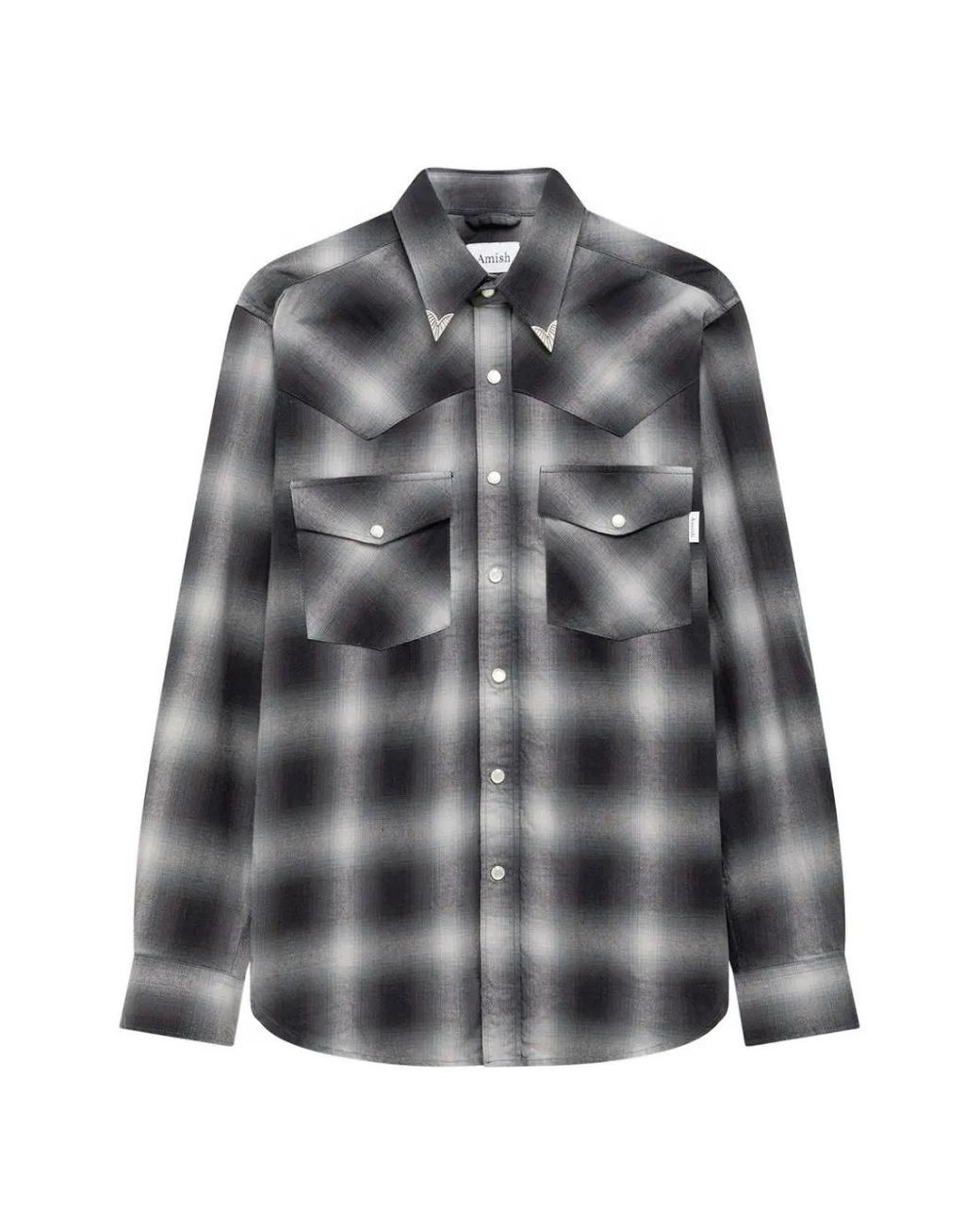 AMISH Gray Texaco Check-Pattern Western Shirt for men