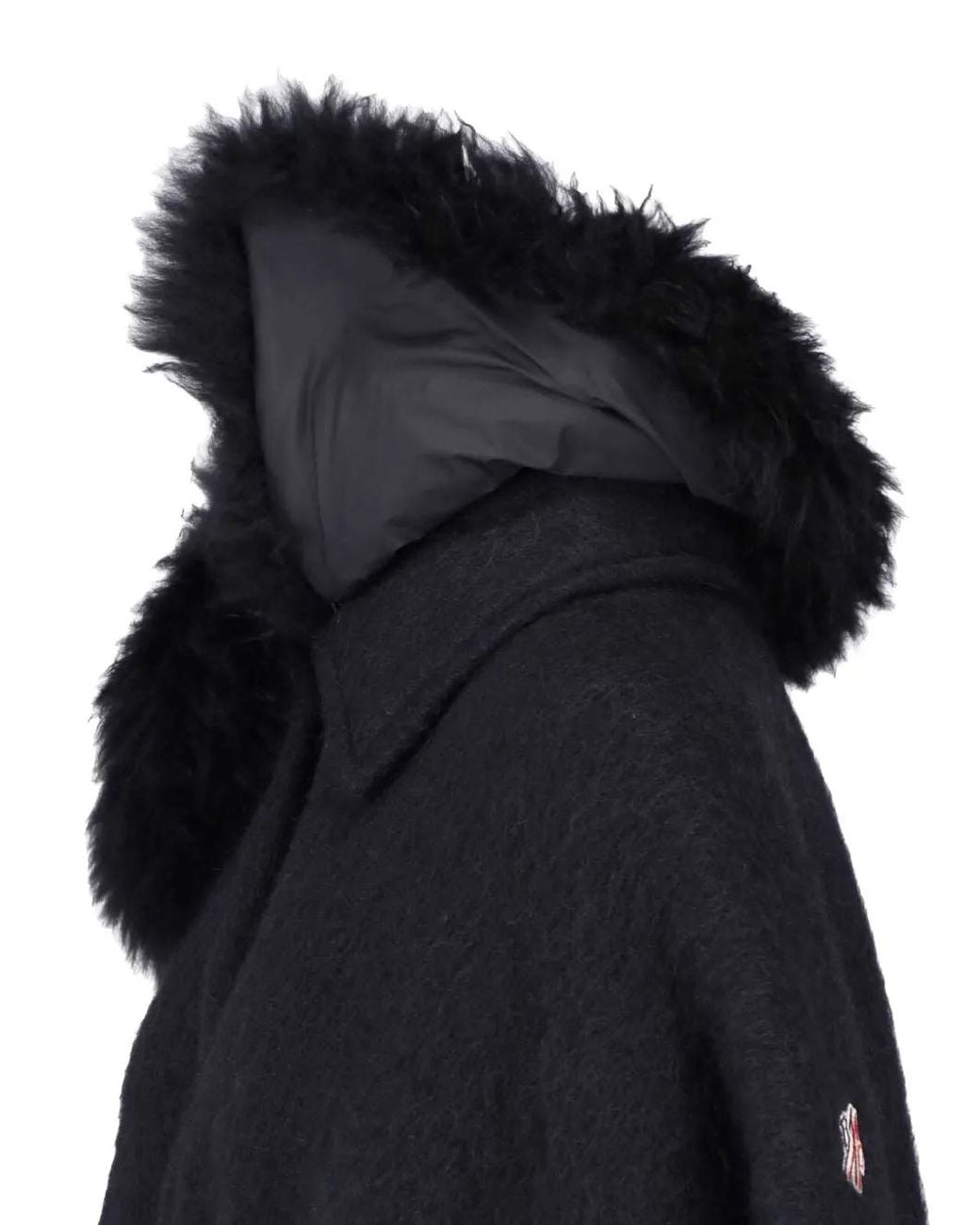 Moncler Black Fringed Shearling-Trim Jacket