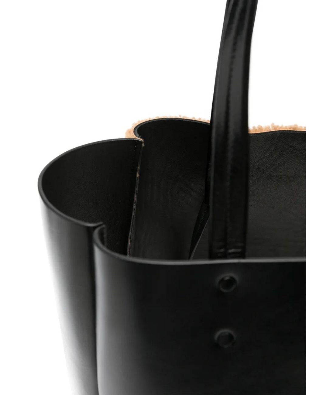 Khaite Black Patchwork Shearling-Panel Tote Bag