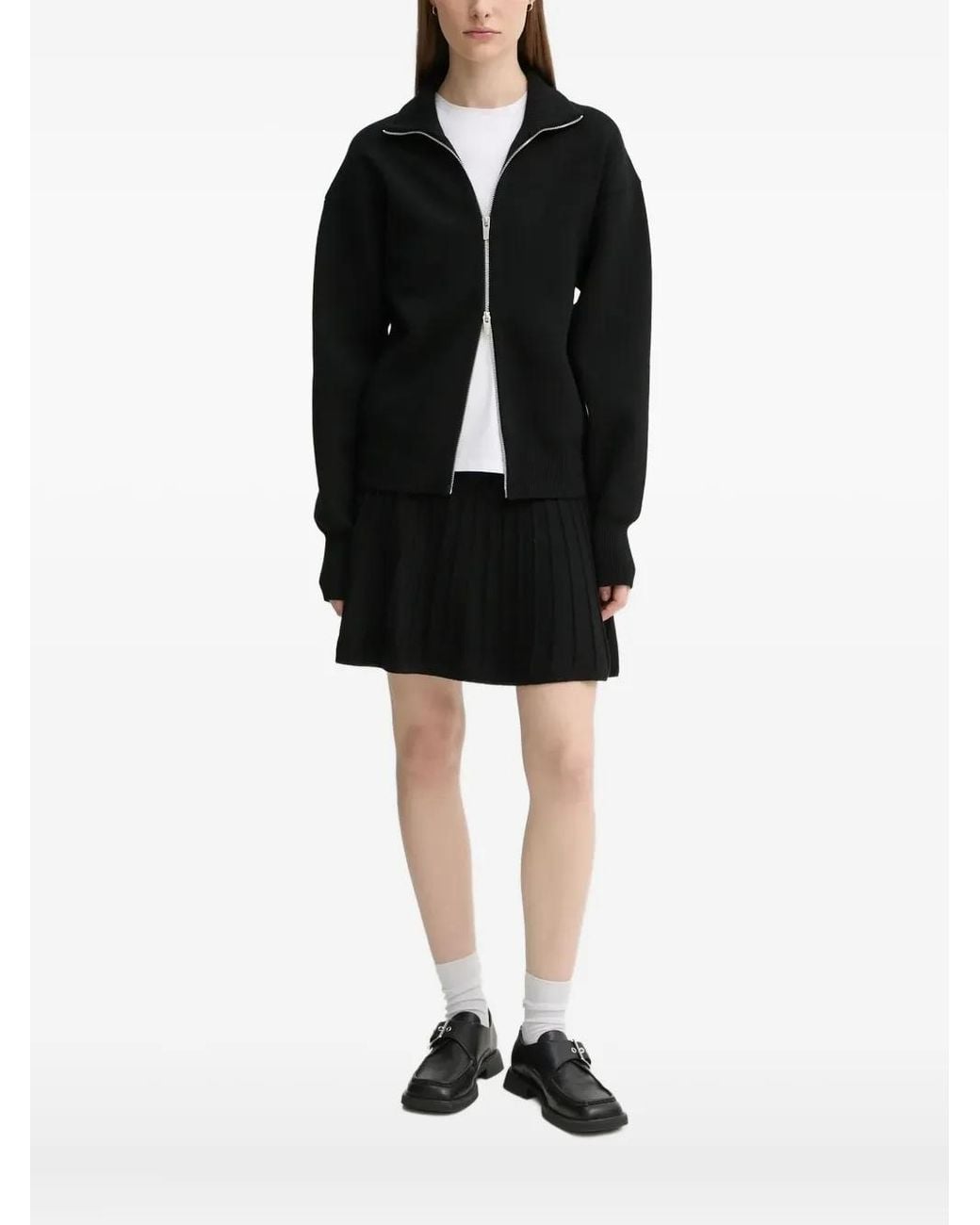 A.L.C. Black Zip-Front Long-Sleeve Cardigan