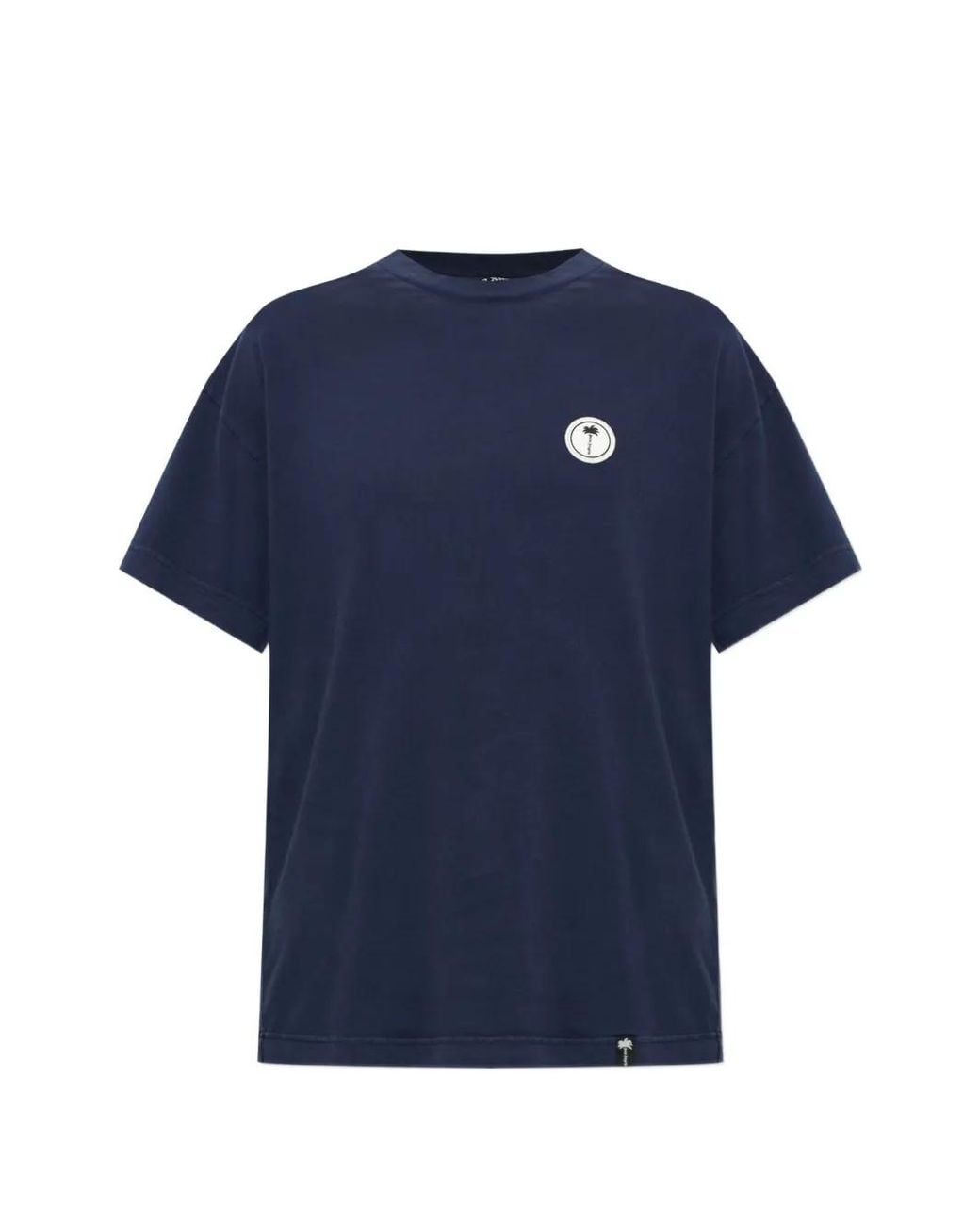 Palm Angels Blue Embroidered-Logo T-Shirt for men