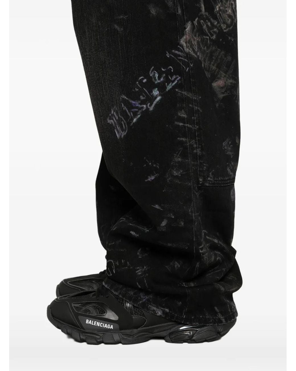 Balenciaga Black Pantalon Imprimé En Coton for men