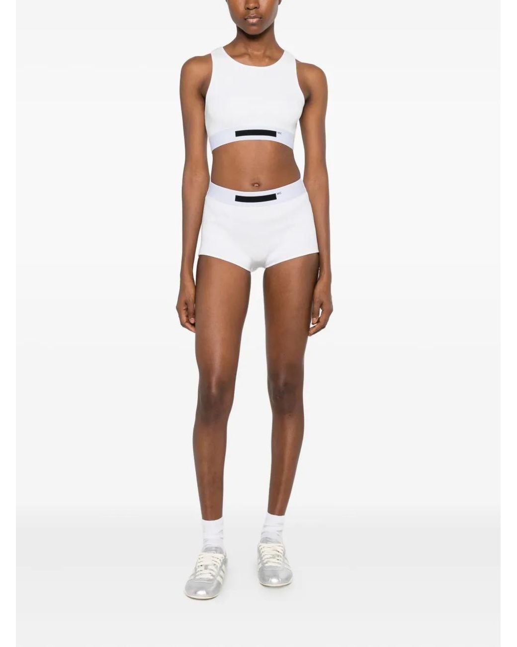 MEDEA White Logo-Detail Performance Shorts