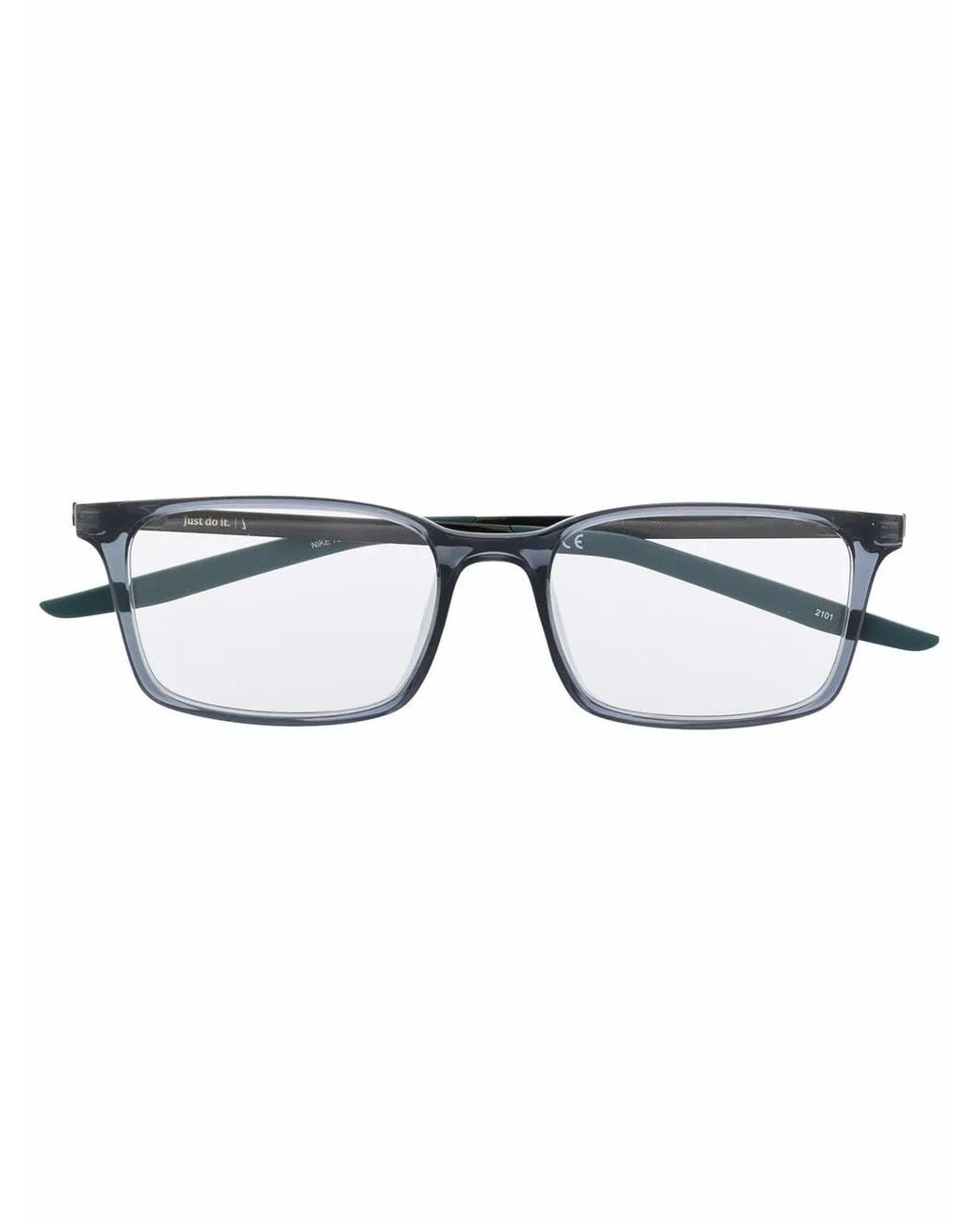 Nike Blue Brille Mit Eckigem Gestell