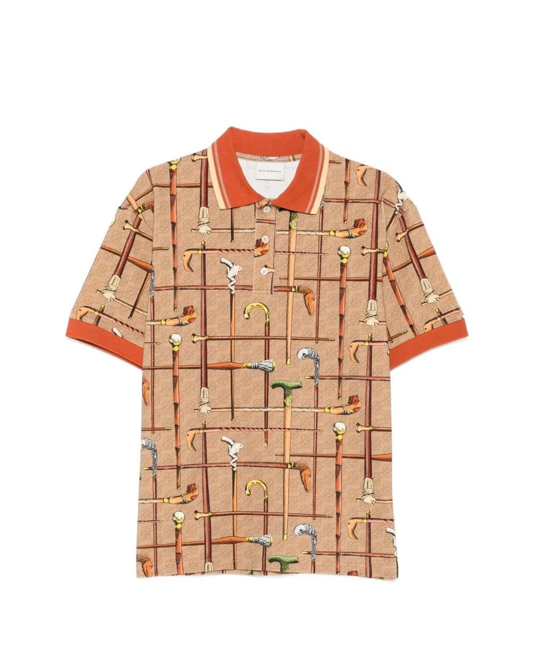 Drole de Monsieur Brown Cannes-Print Polo Shirt for men