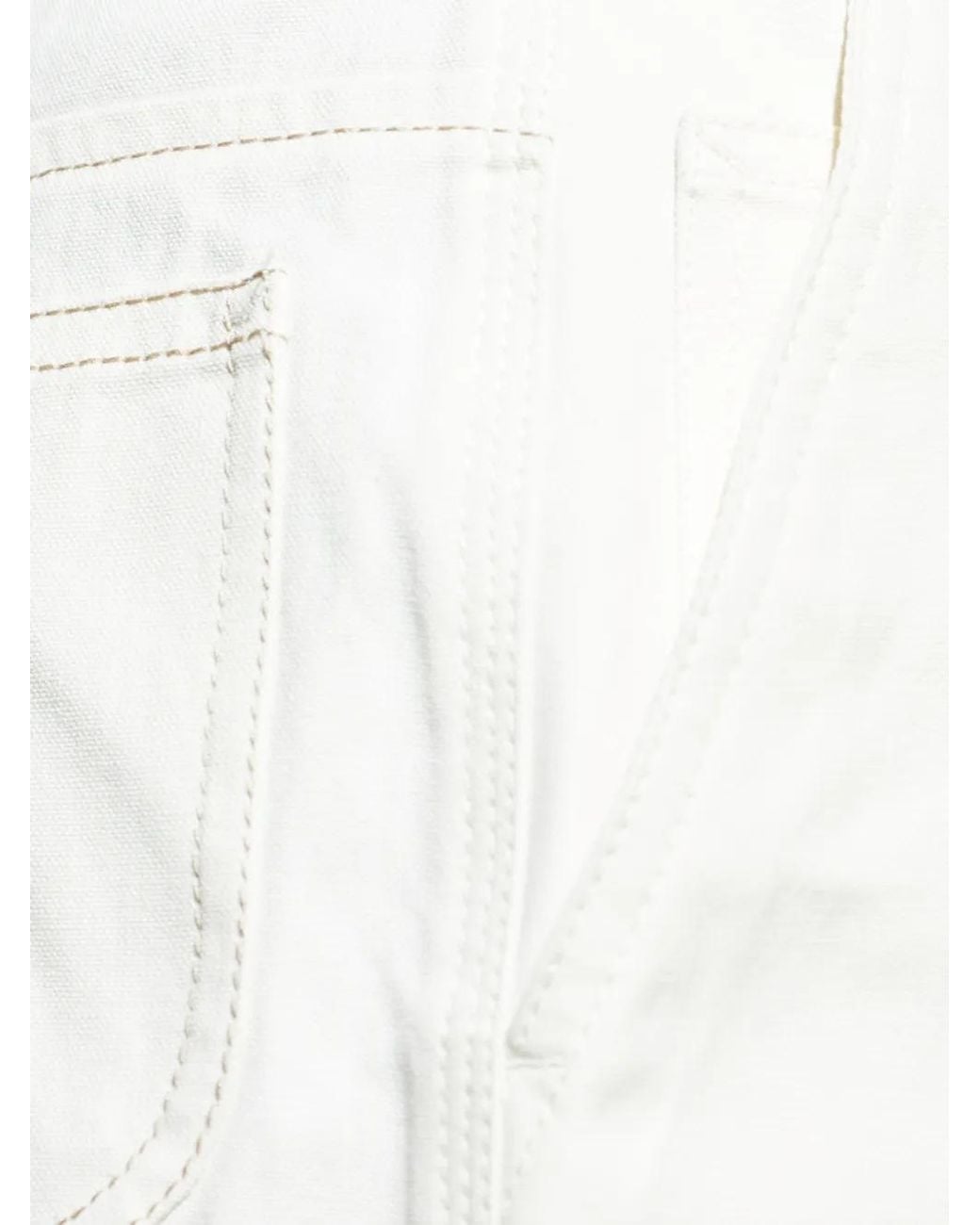 AMI White Button Denim Shorts for men