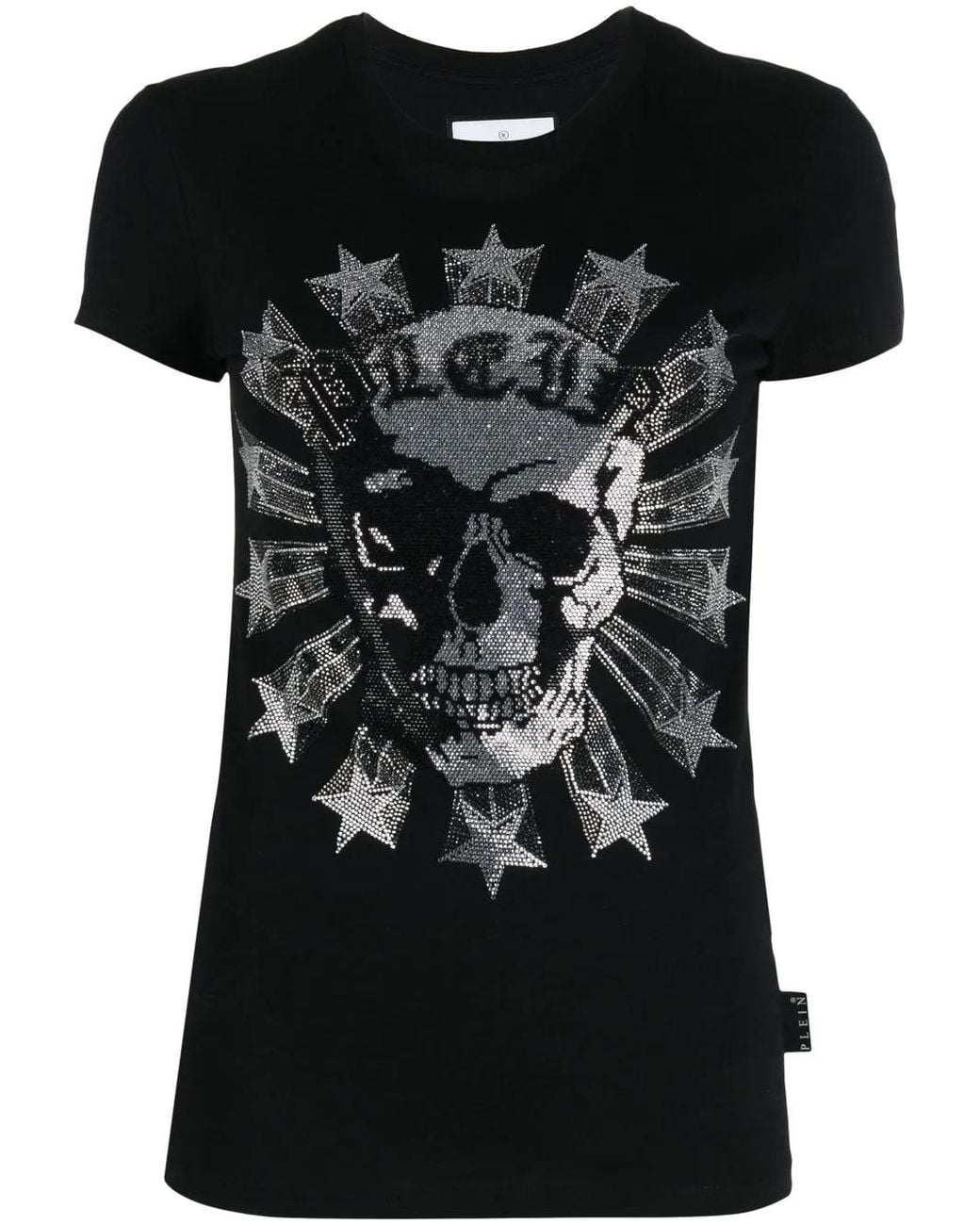 Philipp Plein Black Sexy Pure-Fit Skull Strass T-Shirt