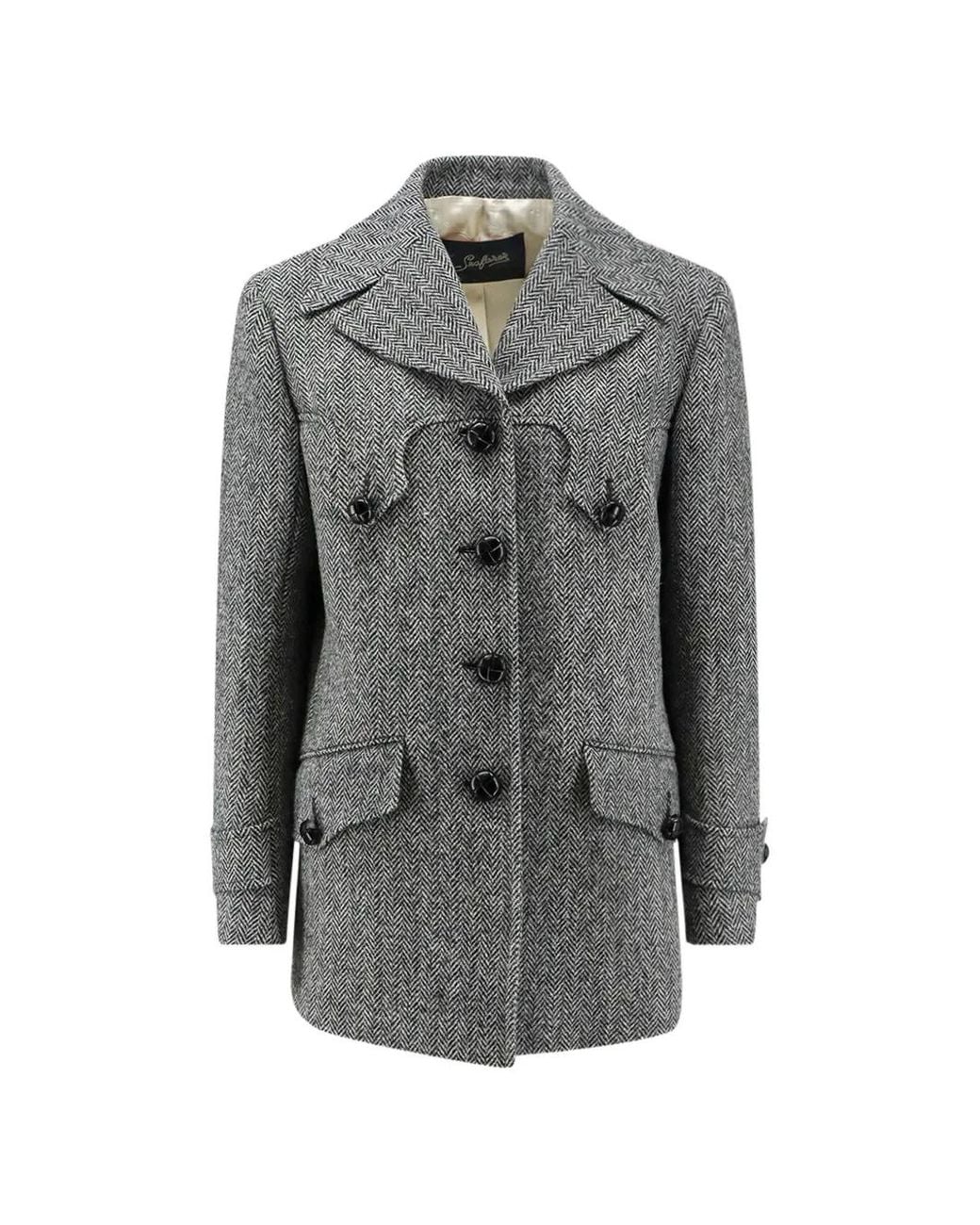 Seafarer Gray Naima Herringbone-Pattern Coat