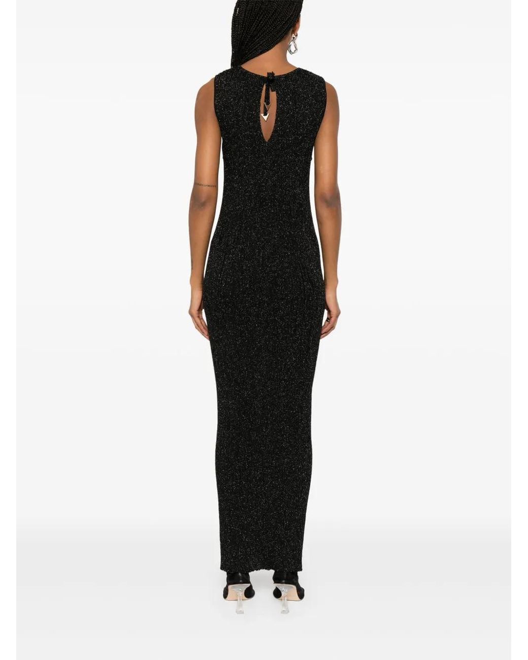 Akep Black Lurex-Detail Maxi Dress