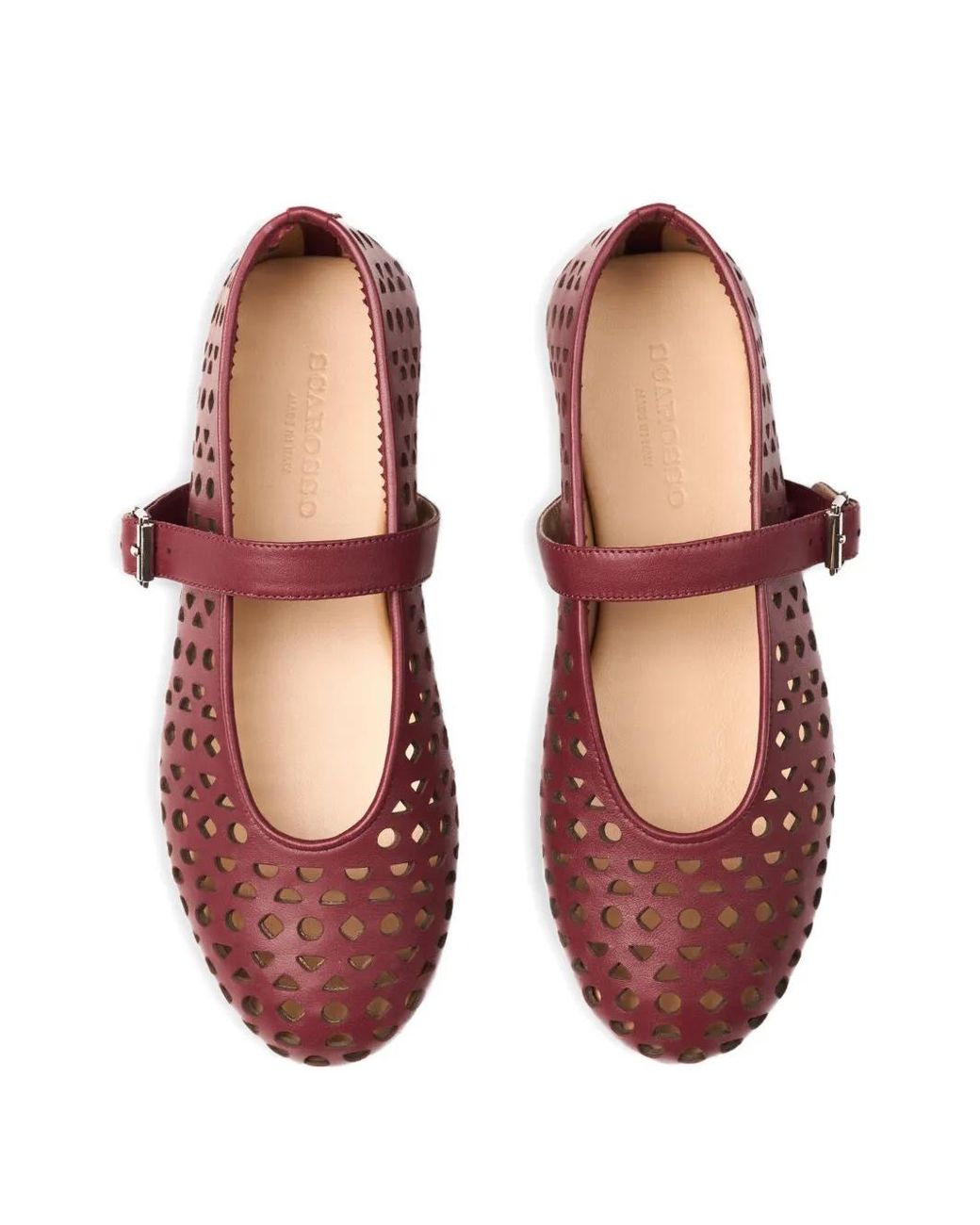 Scarosso Red Evelyn Perforated Ballet Flats