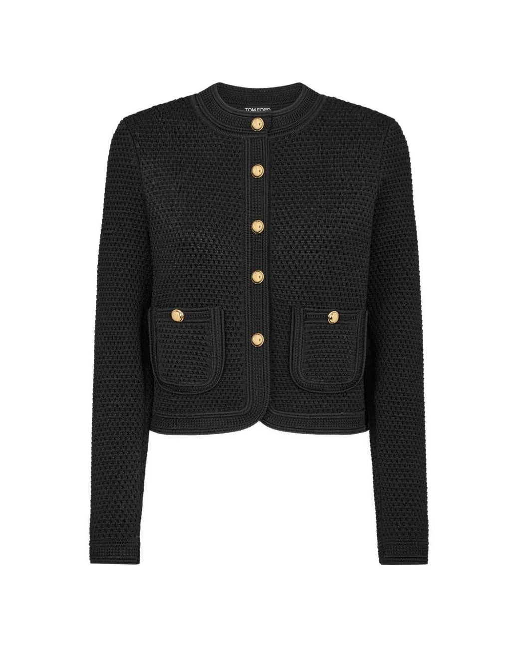Tom Ford Black Button Patch-Pocket Cardigan