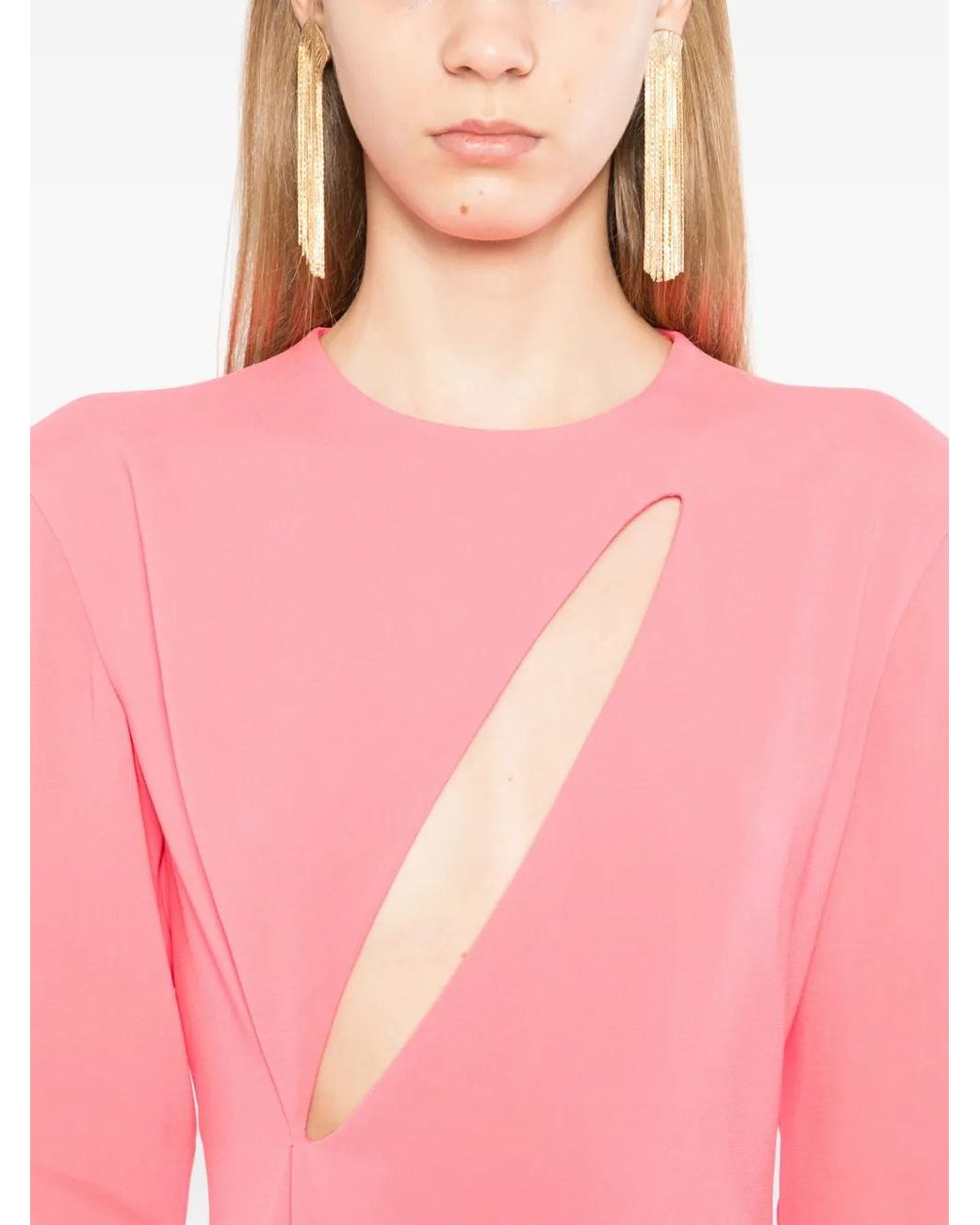 Tom Ford Pink Cutout Long-Sleeve Dress