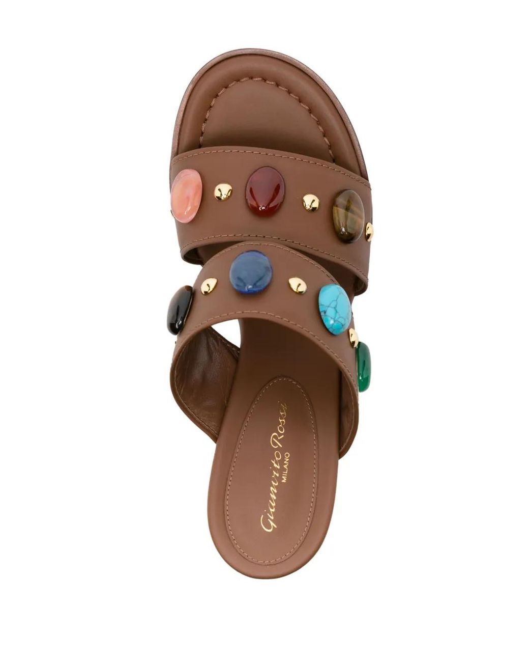 Gianvito Rossi Brown Beaded Leather Sandals