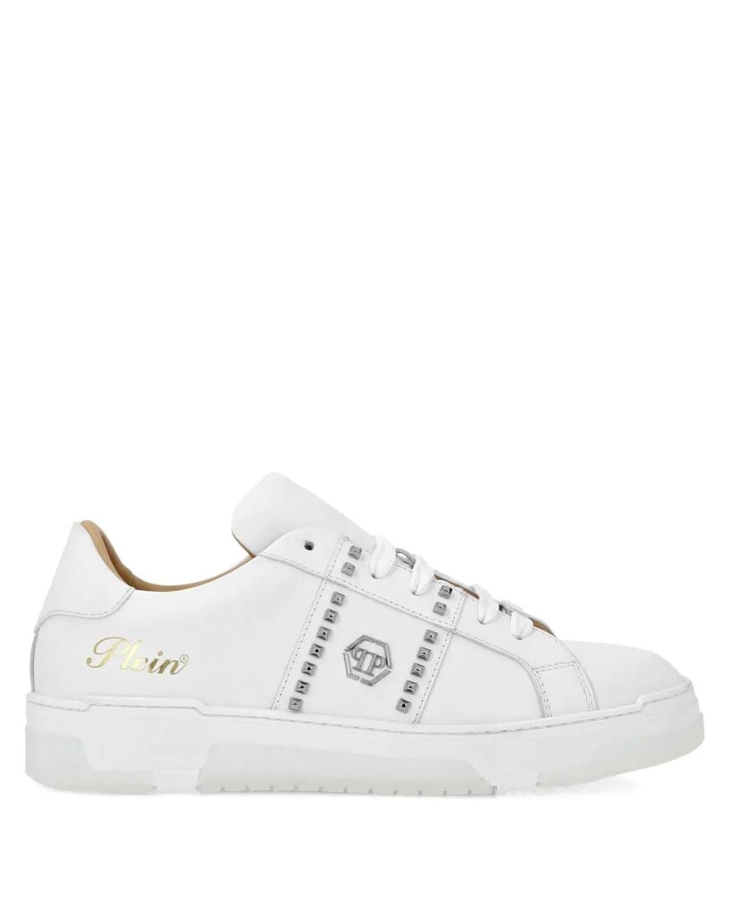 Philipp Plein White Leather Sneakers