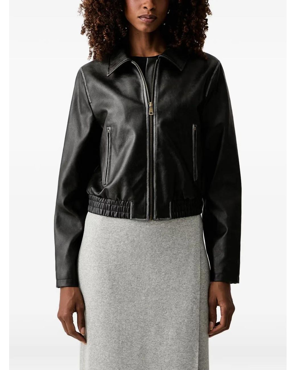 Twinset Black Elasticated-Hem Zip-Up Jacket