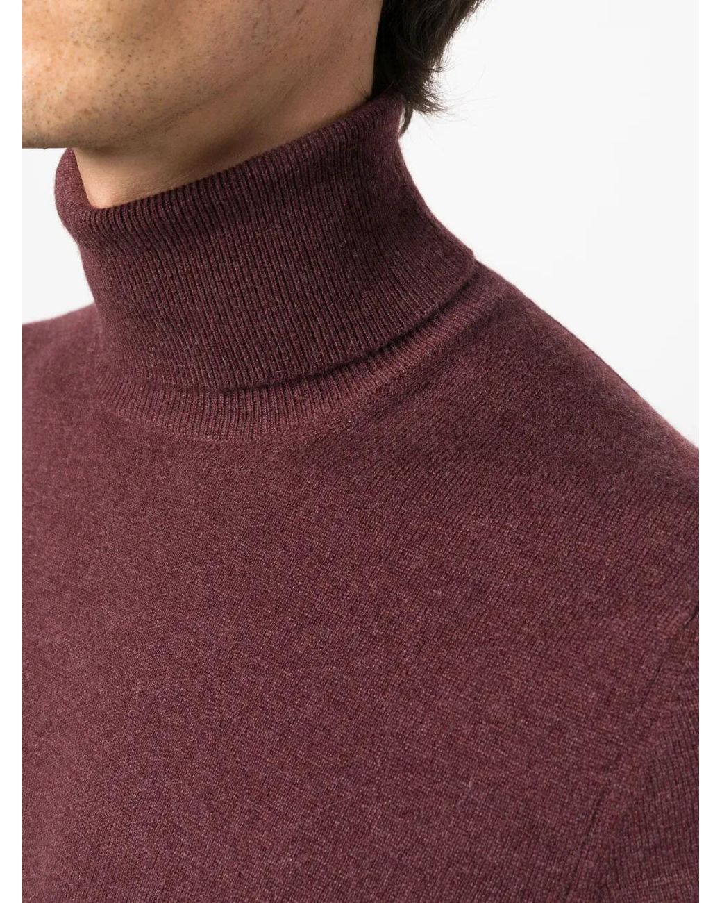 Brunello Cucinelli Red Roll-Neck Cashmere Jumper for men